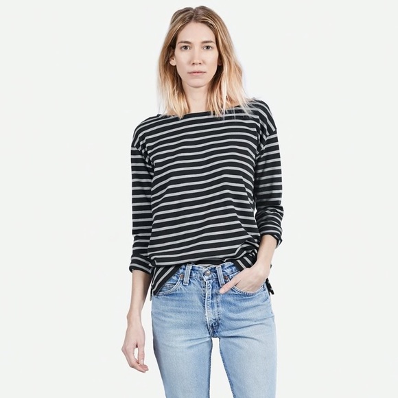 Everlane Tops - Everlane Heavyweight Tee Black and Grey Striped XS